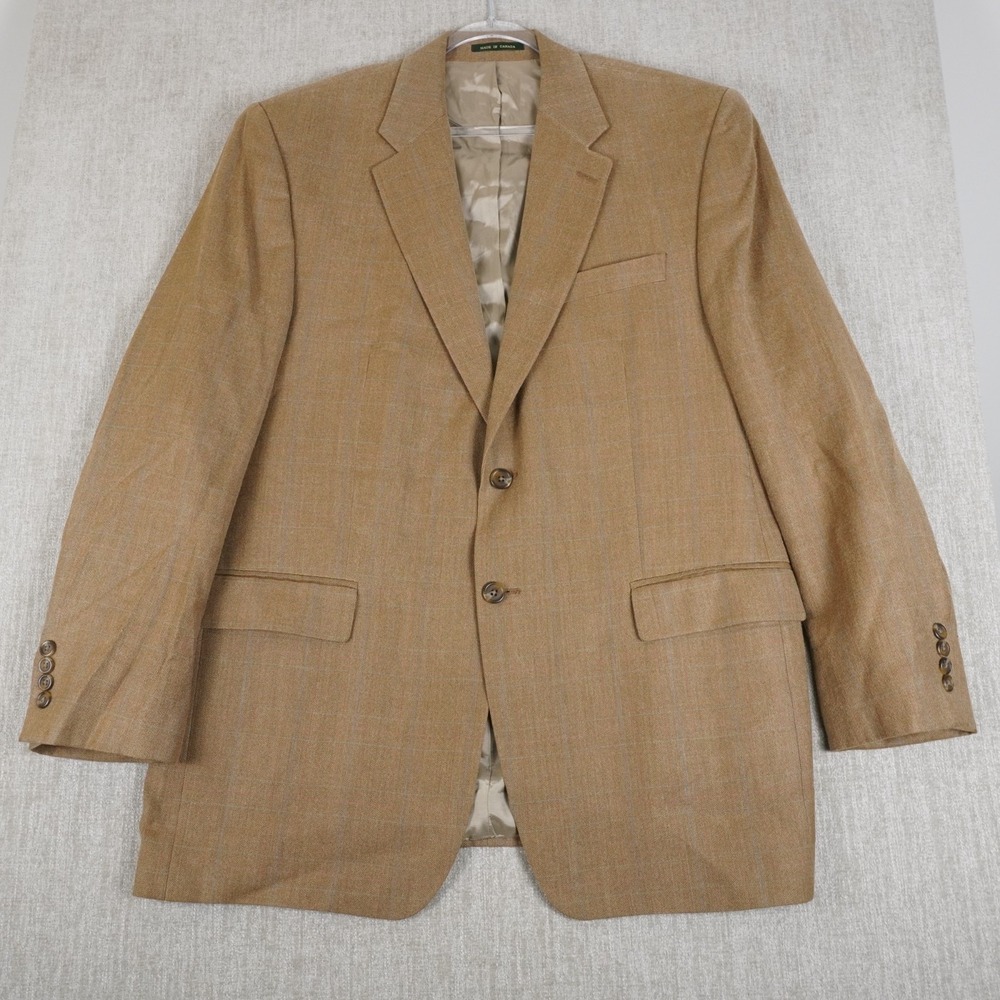 Ralph Lauren Blazer Men 44L Wool Silk Blend Beige Tan 2 Button Sport Coat